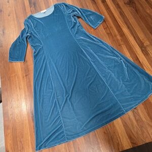 Coldwater Creek Icy Teal Velvet Maxi Dress Plus Size 1X